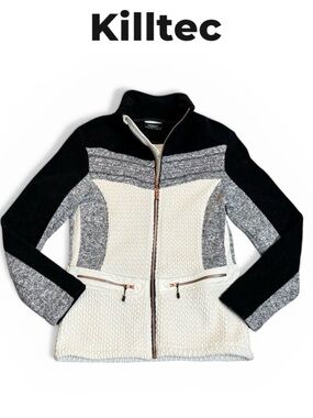 KILLTEC WOMENS COLORBLOCK FLEECE JACKET  GERMAN DESIGN OUTDOOR ZIP FRONT COAT